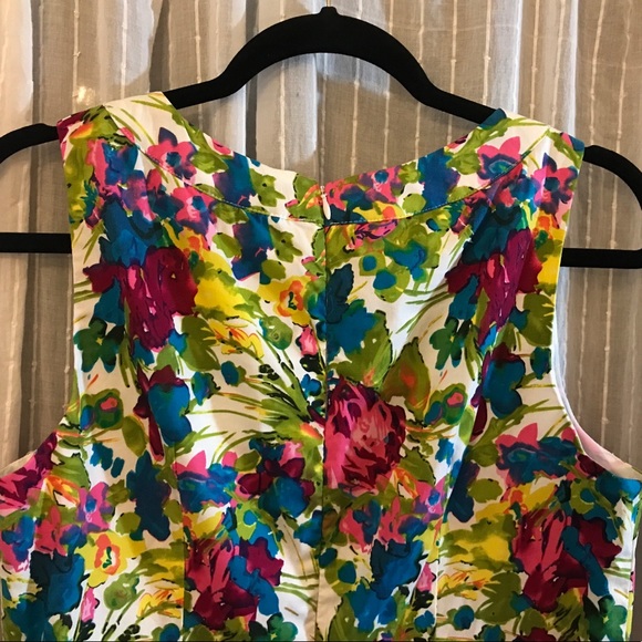 Vintage Floral Print Sleeveless Knee Length A Line Dress - Picture 5 of 7